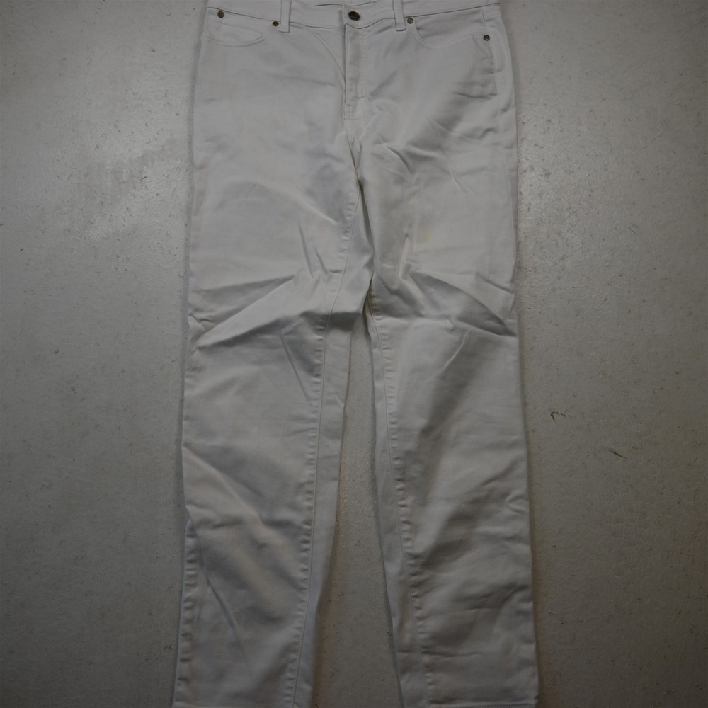 Talbots 12 Long High Rise Slim Ankle Jean White Stretch Denim Womens Jeans